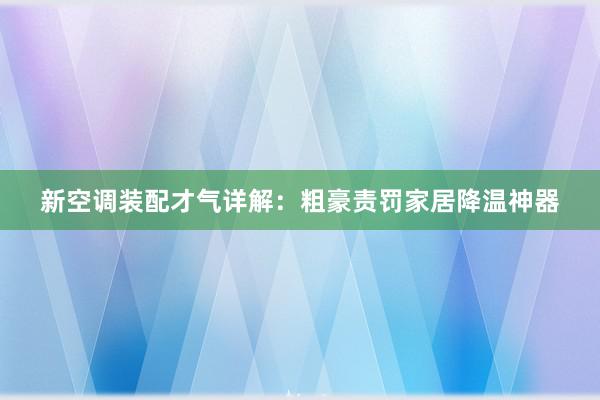 新空调装配才气详解：粗豪责罚家居降温神器